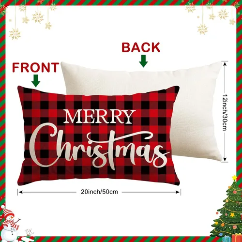 Vista 2 de Artscope Fundas de almohada lumbar de 12 x 20 pulgadas, color negro y rojo