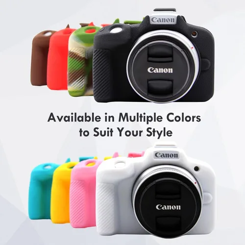 Vista 7 de Rieibi Funda EOS R50, funda protectora de silicona esmerilada para cámara Canon EOS R50 EOSR50, funda ligera para cámara EOS R50 - Camuflaje