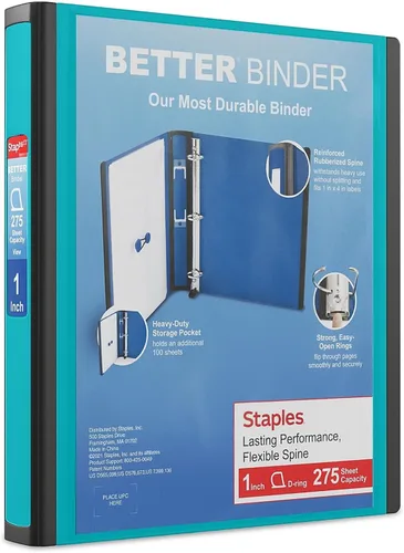 Vista 20 de Carpeta con anillos en forma de "D" de 1 pulgada para mejor visualización Staples, Negro