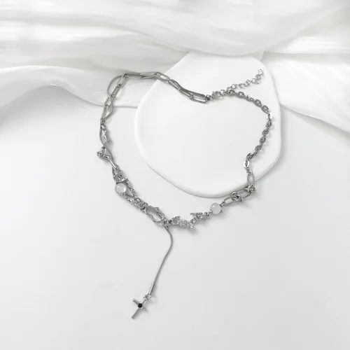 Vista 80 de Y2k - Collar irregular con dije de estrella, piedra de luna, diseño de cadena de moda, joyería de plata picante para mujer