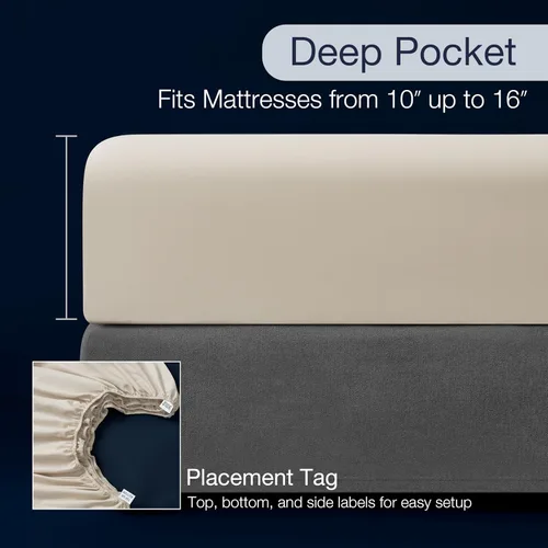Vista 5 de Juego de sábanas tamaño individual XL de 4 piezas con 2 fundas de almohada envolventes, sábanas de microfibra suave de bolsillo profundo