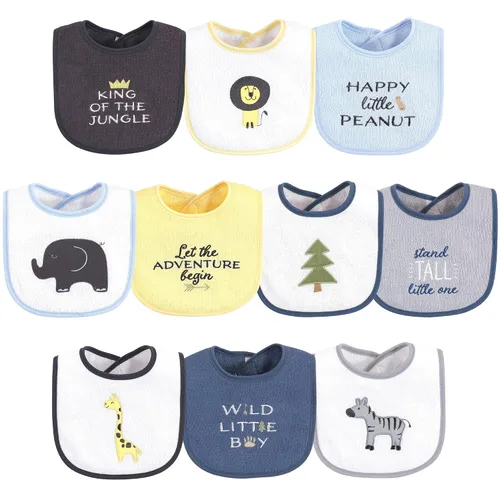Vista 13 de Baberos Hudson Baby unisex de tela de toalla de algodón con relleno de fibra, Tamaño único Niño Gris Bosque