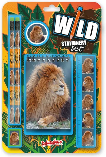 Vista 10 de Deluxebase Wild Stationery Set - Mariposa de animales de papelería con 2 lápices, borrador, sacapuntas, regla y lindo cuaderno. Suministros