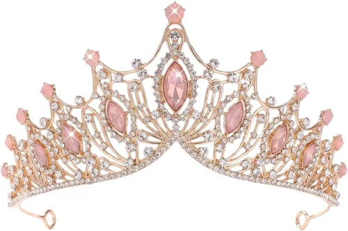 Vista 10 de Kamirola Corona de Reina Barroca, Corona Nupcial de Boda con Diamantes de Imitación y Tiaras Diadema de Cristal Para Cumpleaños Baile de Graduación