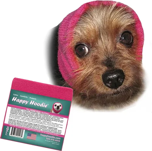 Vista 25 de Happy Hoodie La banda calmante original para perros y gatos - Marca americana - Alivio de la ansiedad/Protección contra el ruido-Aseo-Truenos-Fuegos