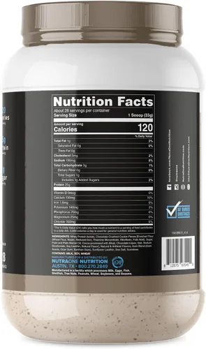 Vista 2 de NutraOne IsolateOne Proteína aislada de suero en polvo 100% puro aislado de suero en polvo (galletas y crema - 28 porciones)