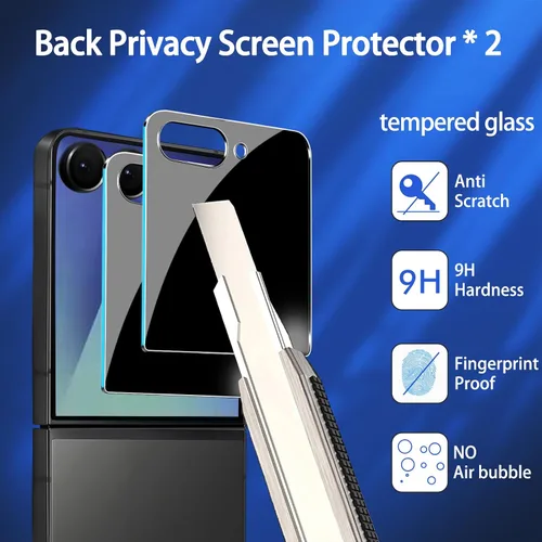 Vista 6 de IMBZBK [Instalación automática] Paquete de 2 protectores de pantalla de privacidad para Samsung Galaxy Z Flip 7, 2 películas antiespía interiores +