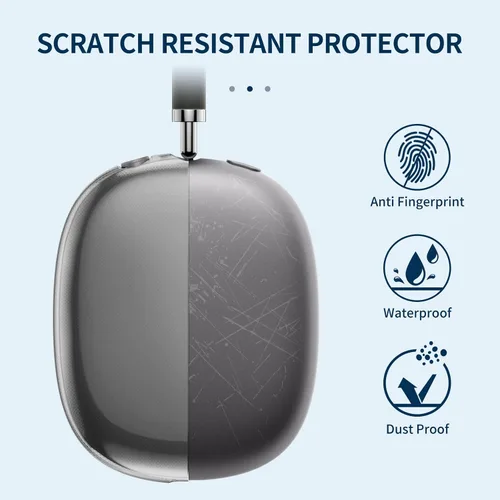 Vista 2 de FINTIE Funda para AirPods Max, Funda protectora de TPU suave transparente antiarañazos, Protector de accesorios de silicona transparente
