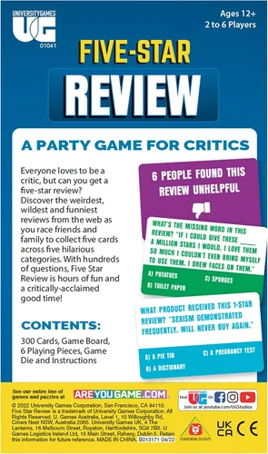 Vista 2 de University Games, Juego de fiesta de 5 estrellas, The Game of Crazy Reviews, para 2 o más jugadores a partir de 12 años