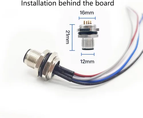 Vista 2 de Cable conector macho M12 de 5 pines, un cable de montaje trasero recto codificado impermeable enchufe de aviación macho sin blindaje Cable eléctrico