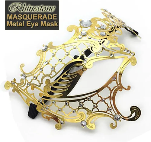 Vista 2 de Máscara de mascarada para mujer, con diamantes de imitación brillantes, veneciana, fiesta, baile de graduación, máscara de metal