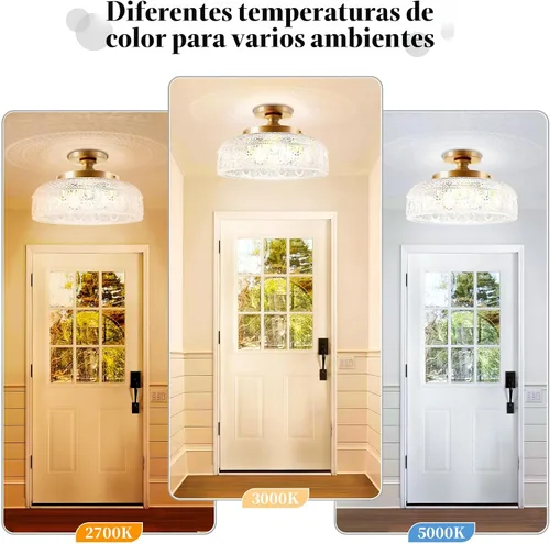 Vista 5 de Lamomo lámpara de techo semiempotrada, lámpara de pasillo dorada más grande mejorada, lámpara colgante de 3 bombillas de vidrio esférico cerca