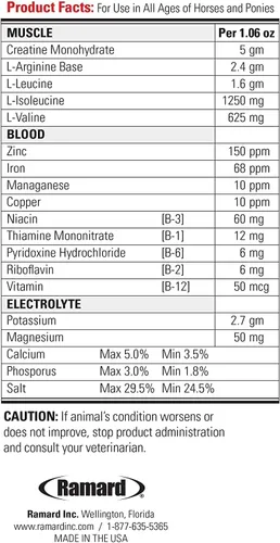 Vista 4 de Reposición muscular de líquidos sanguíneos para caballos de carrera, suplementos para caballos con electrolitos, constructor de sangre y constructor
