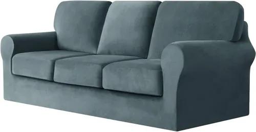 Vista 91 de UNBBRRL Fundas de sofá de 3 piezas para sofá, funda de terciopelo elástico para sillón con 1 funda de cojín de asiento y 1 funda de respaldo
