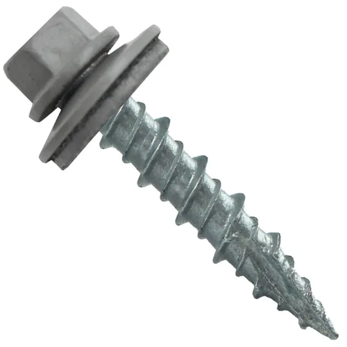 Vista 234 de Tornillos para techos de metal gris ABC 10 x 1 - Cabezal hexagonal - Arandela EPDM - Arandela de arranque automático/roscado - 1 bolsa - 250