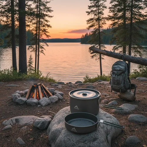 Vista 4 de THTYBROS Camping Cookware Set 3.3L Pot 1.4L Pan Hard Anodized Aluminum