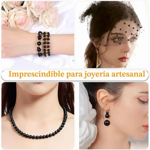 Vista 5 de Anezus 2205 Piezas Perlas Negras para Manualidades, Tamaños Surtidos de Perlas Falsas, Perlas para Coser, Perlas Sueltas a Granel con Agujeros