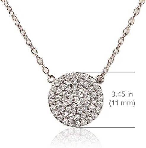 Vista 5 de A+O Regalo para hermana, collar con colgante de disco de circonita cúbica pequeña en oro, oro rosa o plata