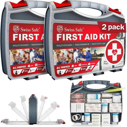 Vista 9 de 2-pulgadas-1 kit de primeros auxilios (120 piezas) + Bonus 32-Piece Mini Kit de primeros auxilios: Compact para en casa, al aire última