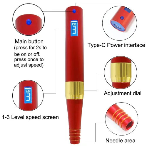 Vista 2 de Kit de máquina de tatuaje giratoria de maquillaje permanente con 10 agujas B643
