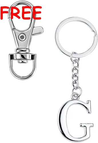 Vista 8 de Llavero de letra inicial de plata para hombres y mujeres, llavero personalizado con monograma del alfabeto para llaves de coche