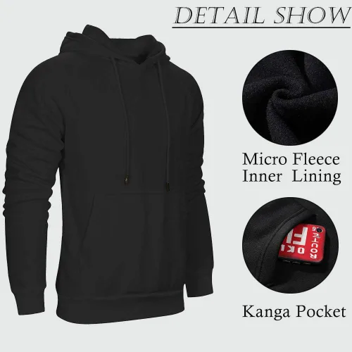 Vista 2 de Sudadera con manga larga estilo raglán en contraste, con forro polar, con capucha y bolsillo tipo canguro, para hombre