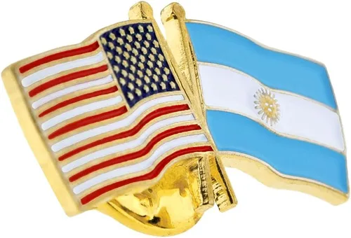 Vista 91 de PinMart Pin de solapa esmaltado con bandera de la amistad cruzada de Estados Unidos y el mundo
