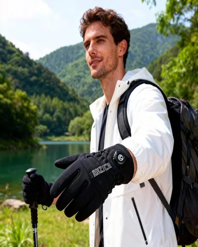 Vista 7 de Guantes de invierno para hombre, impermeables y resistentes al viento, guantes de ciclismo de 10 F para mujer, guantes cálidos para pantalla táctil