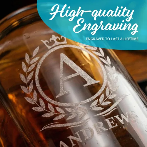 Vista 5 de Vaso de cerveza personalizado para hombres, vaso de cerveza personalizado de 16 onzas (4 diseños), nombre grabado y diseño de monograma inicial