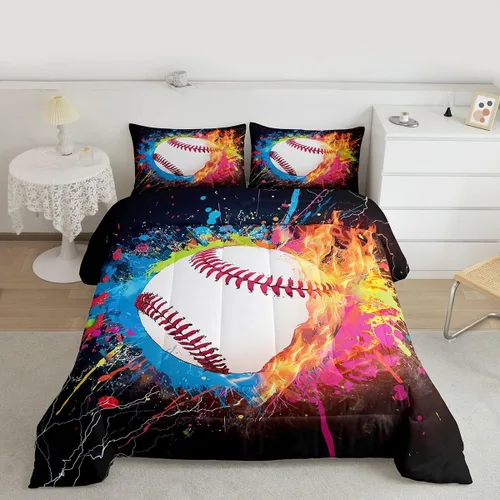 Vista 110 de Juego de ropa de cama de baloncesto para niños y adolescentes, juego de edredón deportivo para niños, tamaño matrimonial, suave, ligero, decoración