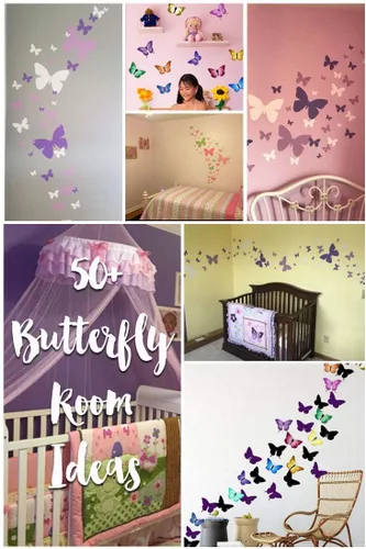 Vista 5 de Calcomanías de pared de mariposa para adolescentes y niñas, calcomanías de pared para dormitorio, decoración de habitación de niños, decoración de 3