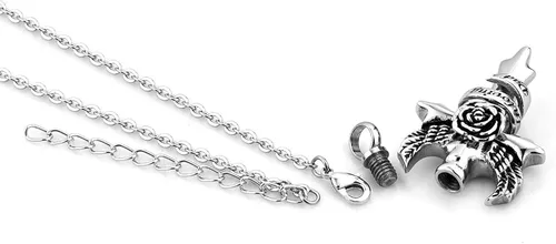Vista 2 de Collar de urna con cruz de ala de ángel In Loving Memory para mamá, papá, abuela, cenizas humanas, miembros de la familia, recuerdo conmemorativo