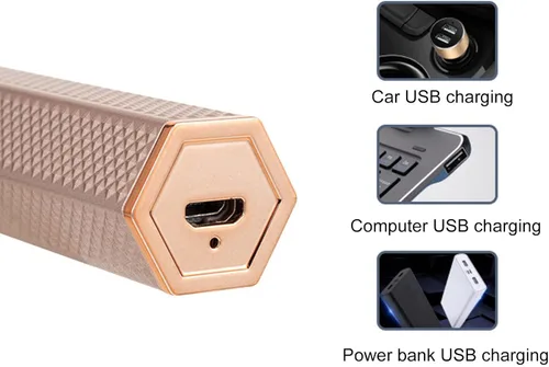 Vista 4 de Maquinilla de afeitar de cejas 4 en 1, afeitadoras faciales sin dolor para mujeres, kit de depilación facial, recargable por USB y removedor