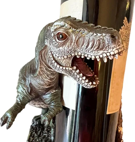 Vista 5 de Top Brass T-Rex - Soporte para botella de vino, diseño de dinosaurio divertido y decorativo, Jurassic Wine Guardian