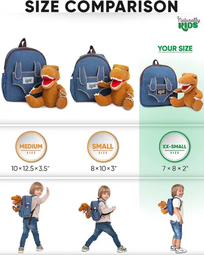Vista 7 de Naturally KIDS Mochila para niños pequeños, Mini de 06 "h - Peluche T-rex, 06"h Mini