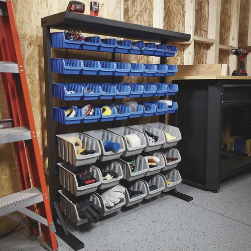 Vista 7 de Strongway Unidad de almacenamiento a granel de un solo lado con 47 contenedores surtidos, 36 1/2 pulgadas de ancho x 14 pulgadas de profundidad x 46
