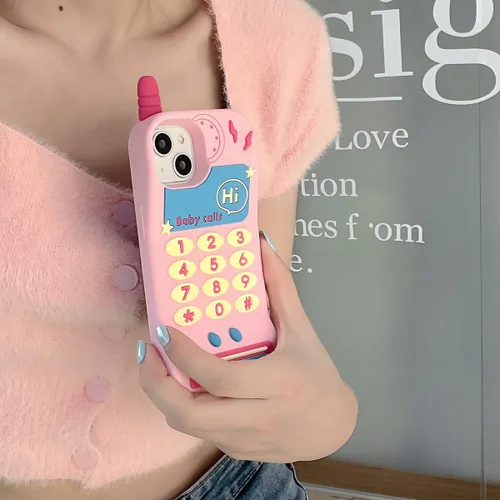 Vista 6 de Funda de silicona suave compatible con iPhone 11, lindas fundas de teléfono divertidas de dibujos animados 3D en rosa retro clásico para mujeres