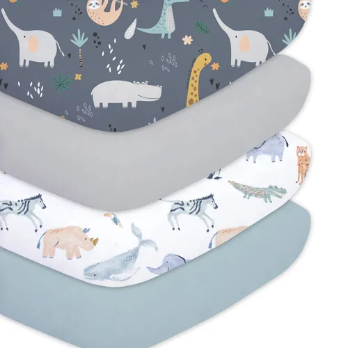 Vista 12 de Sábanas ajustadas para cuna para bebés niños 3 Pack, juego de sábanas de cuna de microfibra extra suave de 28" x 52" para colchón de cuna de bebé