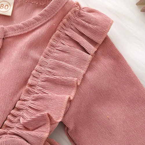 Vista 5 de Karuedoo Kids Toddler Baby Girl Corduroy Ruffle Long Sleeve Dress Princess Party Dress Fall Winter Skirt Outfit
