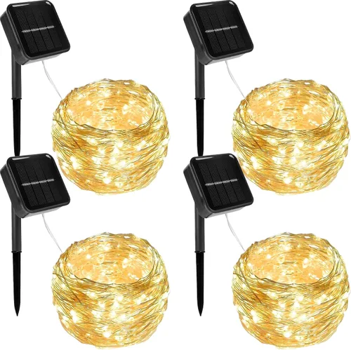 Vista 14 de Twinkle Star Paquete de 2 guirnaldas de 240 luces LED alimentadas por energía solar, para decoración de exteriores e interiores, de navidad, total
