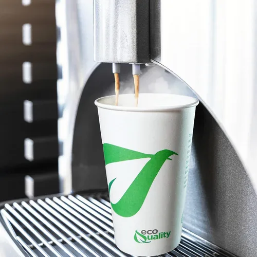 Vista 5 de EcoQuality Vasos de papel compostables de 16 onzas, tazas de café de papel blanco biodegradables desechables con forro de ácido poliláctico (PLA)