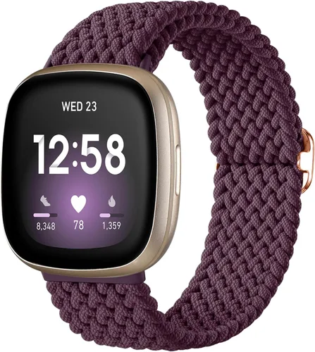 Vista 30 de Maledan Banda elástica trenzada compatible con Fitbit Sense/Versa 3/4 y Sense 2, correa elástica suave para reloj inteligente, accesorio