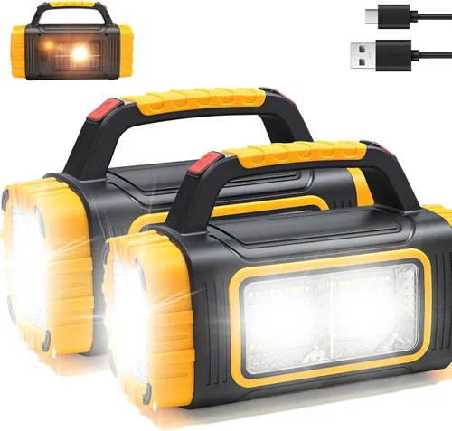 Vista 7 de Linterna solar recargable, 8 modos de luz, batería de 2000 mAh, 3000 lúmenes, USB LED, linterna de mano, linterna multifunción para foco de azul