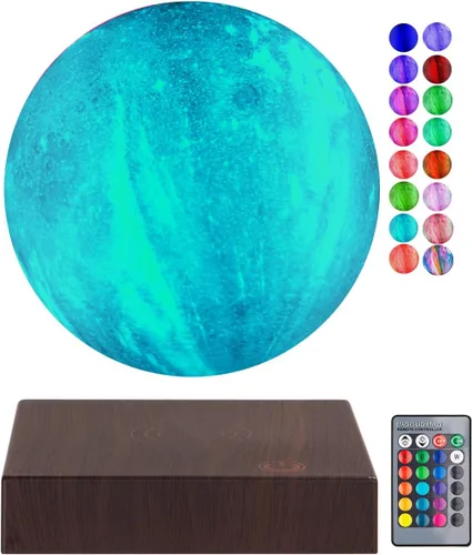 Vista 10 de Lámpara magnética flotante de luna, 16 colores, luz de luna, girando levitante, impresión 3D, luna, luces LED de noche, hogar, oficina, habitación