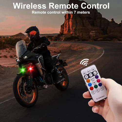 Vista 3 de 4 piezas de luces estroboscópicas LED inalámbricas con control remoto, 8 colores, carga USB, impermeables, luces de advertencia de emergencia