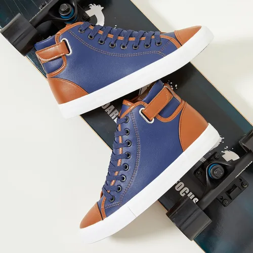 Vista 4 de yageyan Zapatillas altas blancas de los hombres para los zapatos de moda de cuero negro casual de la PU para los hombres