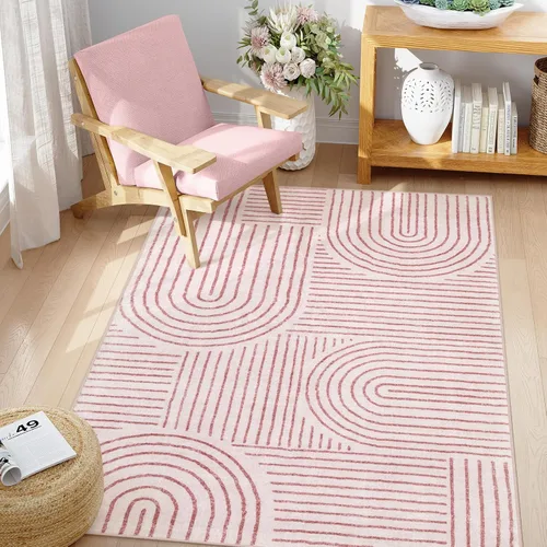 Vista 17 de Lahome Alfombras lavables abstractas, alfombra azul de 4 x 6 pies para dormitorio, guardería, suave, antideslizante, moderna, alfombra ultradelgada