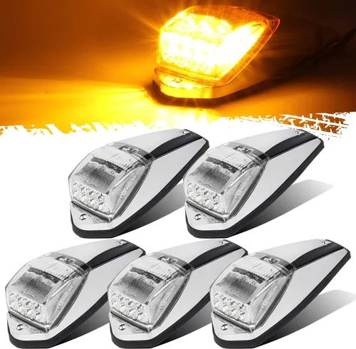 Vista 8 de Partsam 31LED - Luz de marcador de cabina ámbar impermeable para techo superior, compatible con Peterbilt/Kenworth/Freightliner/ Western
