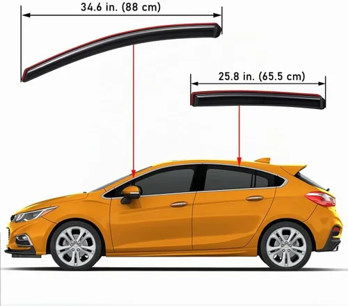 Vista 2 de Viseras para ventanas de ventilación en canal extra duraderas Lightronic, compatibles con Chevrolet Cruze Hatchback/Sedan 2016-2019