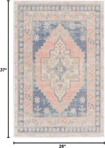 Vista 2 de Unique Loom Whitney Collection - Alfombra rectangular de 2 pies 2 pulgadas x 3 pies 1 pulgadas, color azul francés/beige)